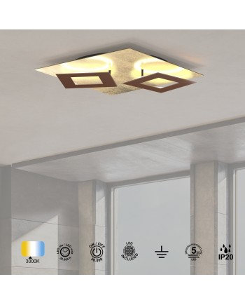 DALIA * PLAFÓN CUADRADO 24W+24W - ORO + CORTEN